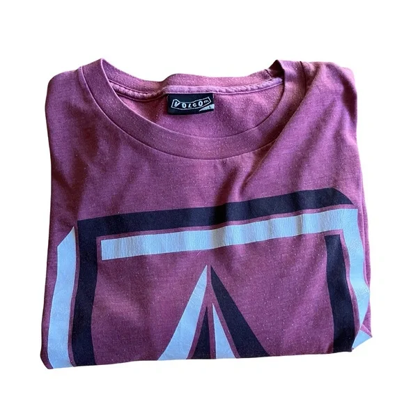 VTG Y2K Volcom Tshirt Adult Large Burgundy Classic Logo Skater Streetwear Surf - Picture 7 of 7